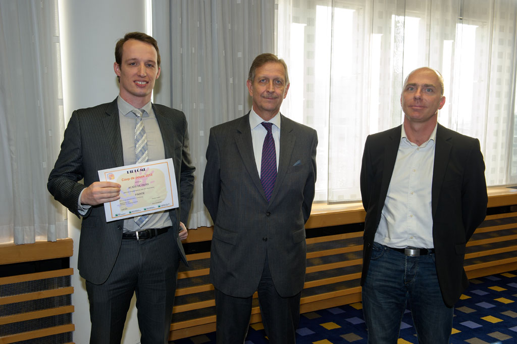 Alwin de Prins (collaborateur BGL et bénévole PADEM), Carlo Thill (CEO BGL BNP PARIBAS) et Pascal Hus (Administrateur PADEM)